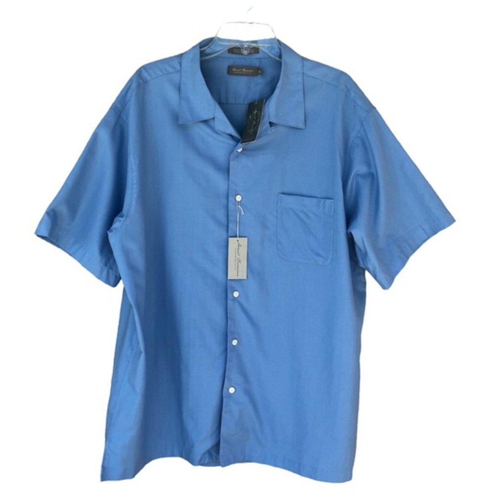 Daniel Cremieux Signature Collection Short Sleve Button‎ up Blue Shirt XL